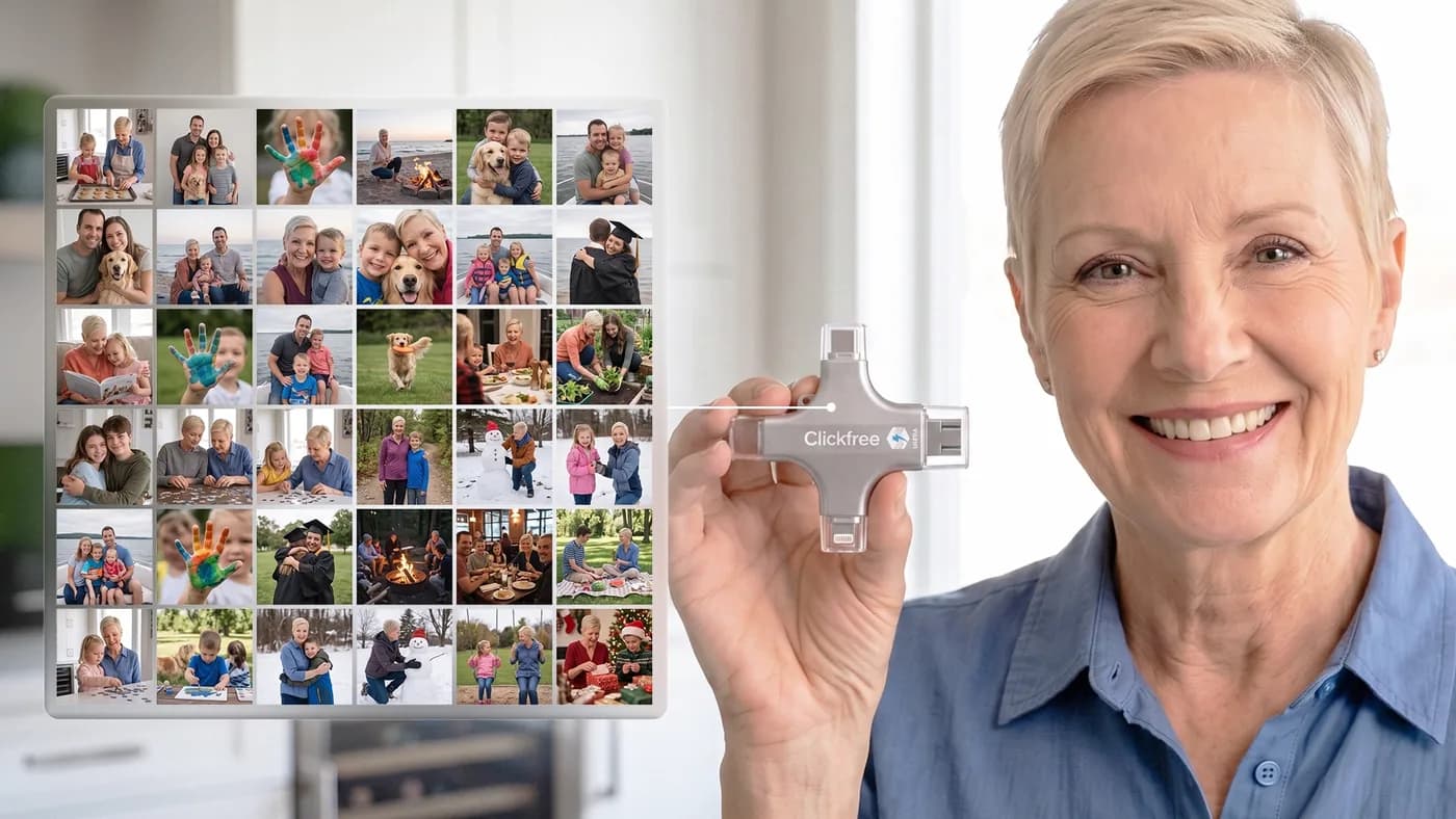 Clickfree photo backup device